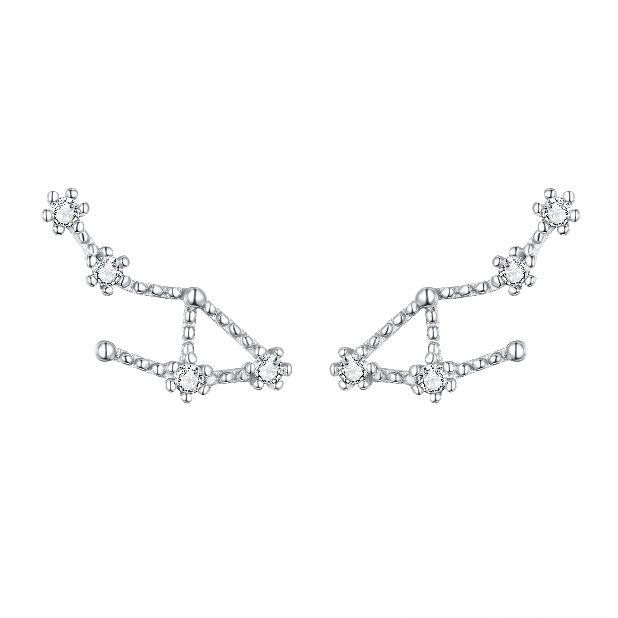 Clearine 925 Sterling Silver CZ Horoscope Zodiac Constellation Astrology Climber Stud Earrings, Libra Earrings for Women Girls