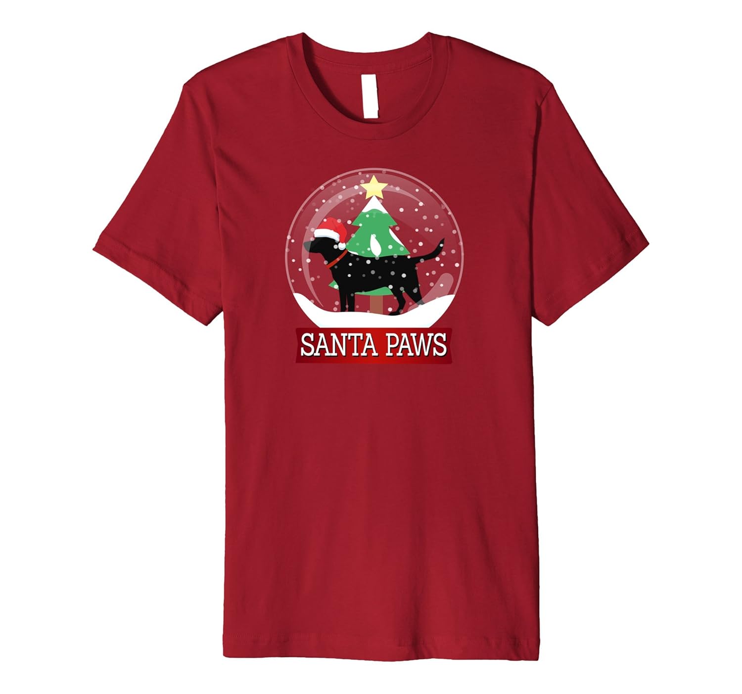 Santa Paws Snow Globe Christmas Tee Labrador Retriever Santa-ANZ