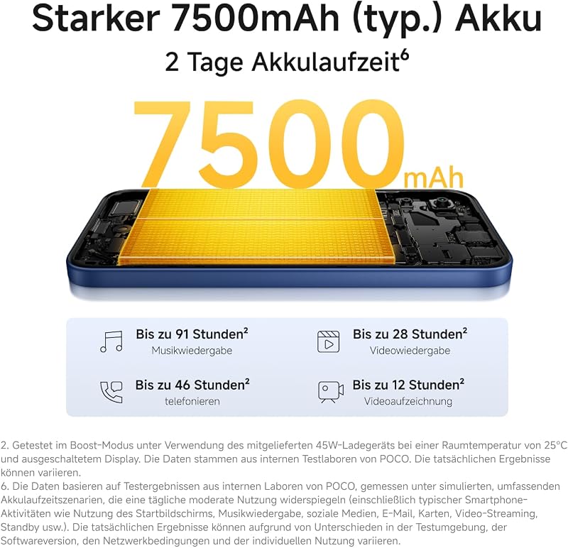 Poco C95 Pro, Smartphone 8+256 GB, Schwarz, 7500mAh Akku, 45W Laden