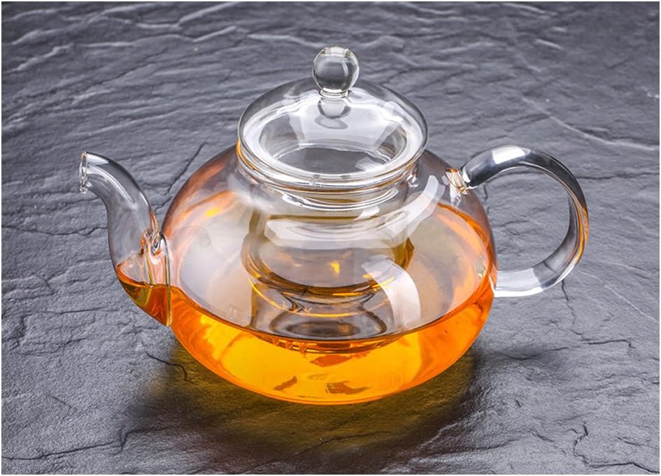 600ml/21oz with Strainer Glass Teapot,Removable Infuser for Loose Tea Safe On Stovetop, Tea Kettle and Tea Maker