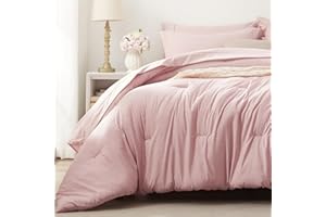 UNILIBRA Queen Comforter Set 7 Pieces Bed in a Bag - Pink Queen Soft Bedding Set for All Seasons - Cationic Dyeing Bed Comforter Sets with Comforter, Flat Sheet, Fitted Sheet, Pillowcases & Shams