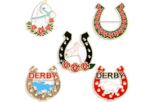 NVENF Kentucky Derby Brooches for Women Enamel Horseshoe Riding Suit Brooch Pins Rose Horse Race Day Brooches Kentucky Derby Outfits Accessories Jewelry Gifts