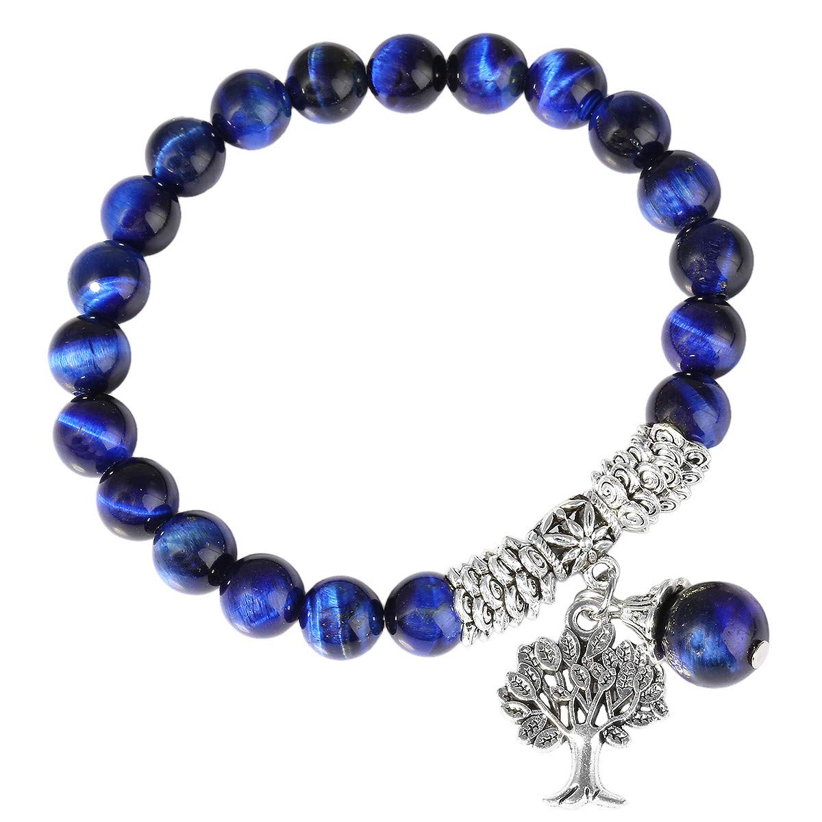KYEYGWO 8mm Tree of Life Chakra Bracelet, Reiki Healing Balancing Lucky Charm Stretch Stone Beads Bracelet for Unisex
