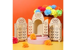 Soaoo Dia De Los Muertos Ofrenda Shadow Box, Wooden Day of The Dead Shadow Box, Skull Papel Picado Day of The Dead Decorations, Altar Ofrenda Supplies, Remembrance Picture Frame(3 Pieces)