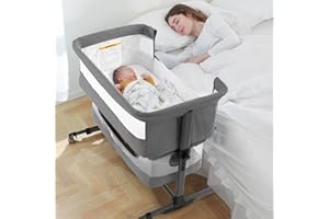 Ihoming Bassinet Bedside Sleeper for Baby, 3 in 1 Convertible Design, lnfant Bed & Bed Side Sleeper & Cradle Bassinets, Co Sl