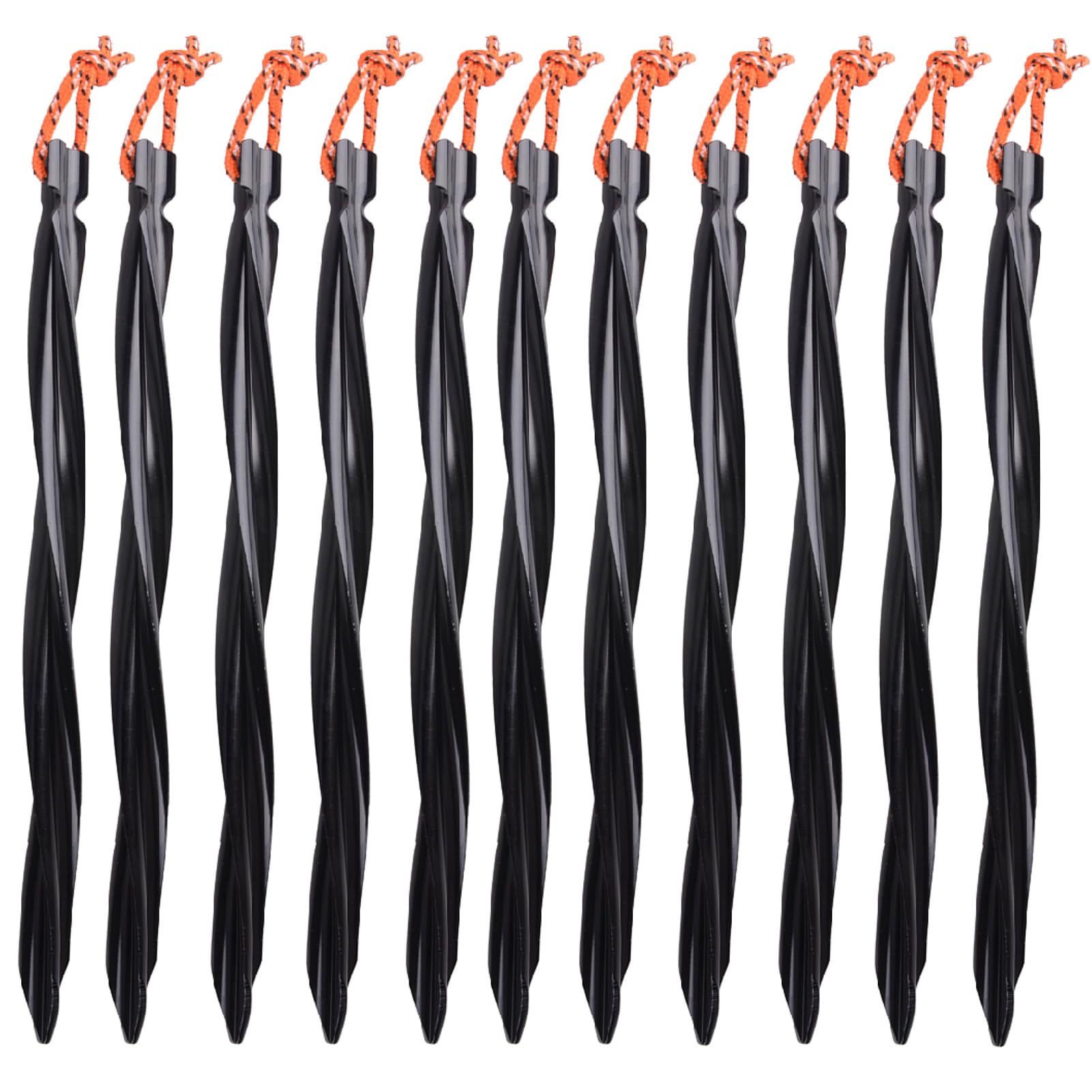 Azarxis Tent Pegs Aluminium Alloy Tent Stakes Lightweight Heavy Duty Garden Nail 18cm 25cm for Outdoor Camping Awning Tarp Hiking Gardening Park Lawn Beach Sand with Storage Pouch Bag (Black - 25cm)