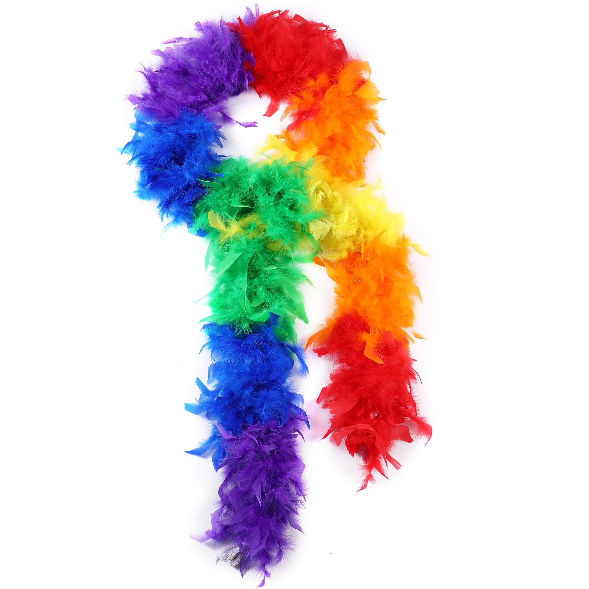 Larryhot 60g Rainbow Feather Boa - 2 Yards Turkey Boa Feathers for Party Bulk,Christmas,Wedding Centerpieces,Costume,Concert,Pet and Home Decoration (Rainbow)