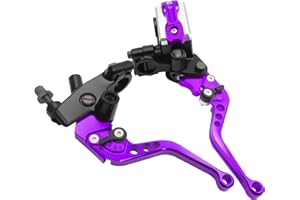 JXPANG Universal Motorcycle 7/8" 22mm Handlebar Brake Master Cylinder Clutch Lever CNC Left & Right Set Compatible with Harley Honda Kawasaki Suzuki Yamaha（ Piston Diameter 12.7mm (Purple)