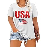 ForHailey Women's 4th of July Patriotic Shirts Graphic Tees USA Shirt American Flag Short Sleeve Tunic Tops