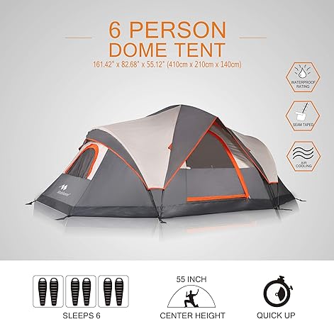 Amazon Com Mobihome 6 Person Tent Family Camping Quick Setup