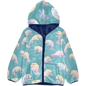 SLHKPNS Toddler Fleece Jacket Girl Boys Hooded Coat Zip-up 3-10T | Fleece Jacket Warm Outwear