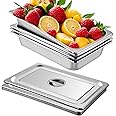 VEVOR 4 Pack Full Size Steam Table Pan - 20.9 x 12.8 x 3.9 Inch Deep, 13L Capacity - Stainless Steel Food Container for Oven, Hotel - Anti-Jam Design