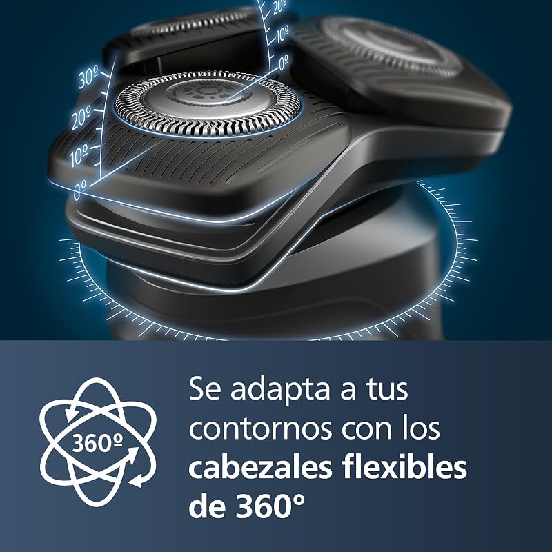 Serie 5000 Afeitadora Eléctrica Hombre, Máquina de Afeitar Barba con Recortadora, 45 cuchillas, Cuida la piel, 60min de uso, En Seco y Húmedo, Recargable, Funda, Base Carga, S5884/35, Verde — foto 6 de 7