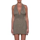 ABYOVRT Women Polka Dot Mini Dress Halter Deep V Neck Backless Dresses Going Out Beach Vacation