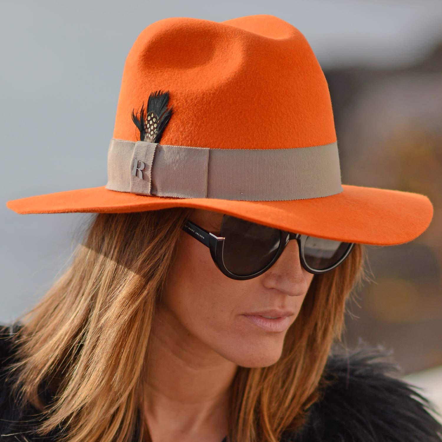 orange brim hat