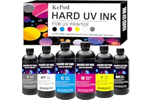 KePod UV Hard Ink UV Ink Compatible for EPN XP600 TX800 DX5 DX6 DX7 DX10 i1600 i3200 L805 1390 for Plastic Wood Glass （Black,