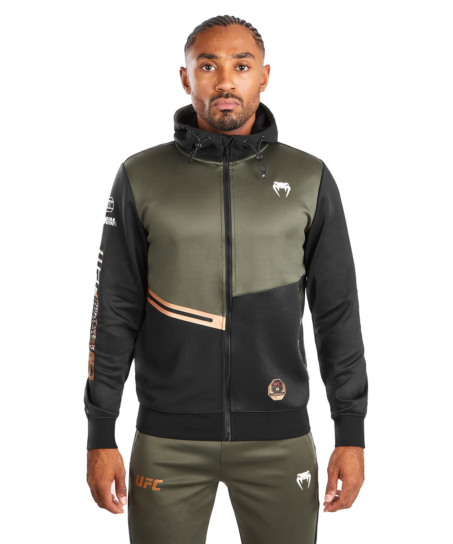Venum Men’s Standard UFC Adrenaline Fight Week Zip Hoodie Green