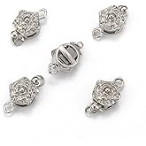 LiQunSweet 50 Sets Brass Flower Box Clasps Floral Box Clasps Jewelry Clsap for Bracelet Necklace Connectors Knotted Jewelry Making DIY Craft