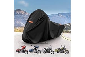 BIGACOVER 420D Motorcycle Cover for Harley Davidson Touring Models Road King, Road Glide, Street Glide, Electra Glide, Heritage Classic, Low Rider Outdoor Bike Cover Waterproof Fits up to 118” Motorcycle