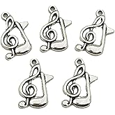 YOOGCORETT 50pcs Antique Silver Musical Note Charms Pendants for DIY Craft Jewelry Making Findings Supplies 20 x 12mm