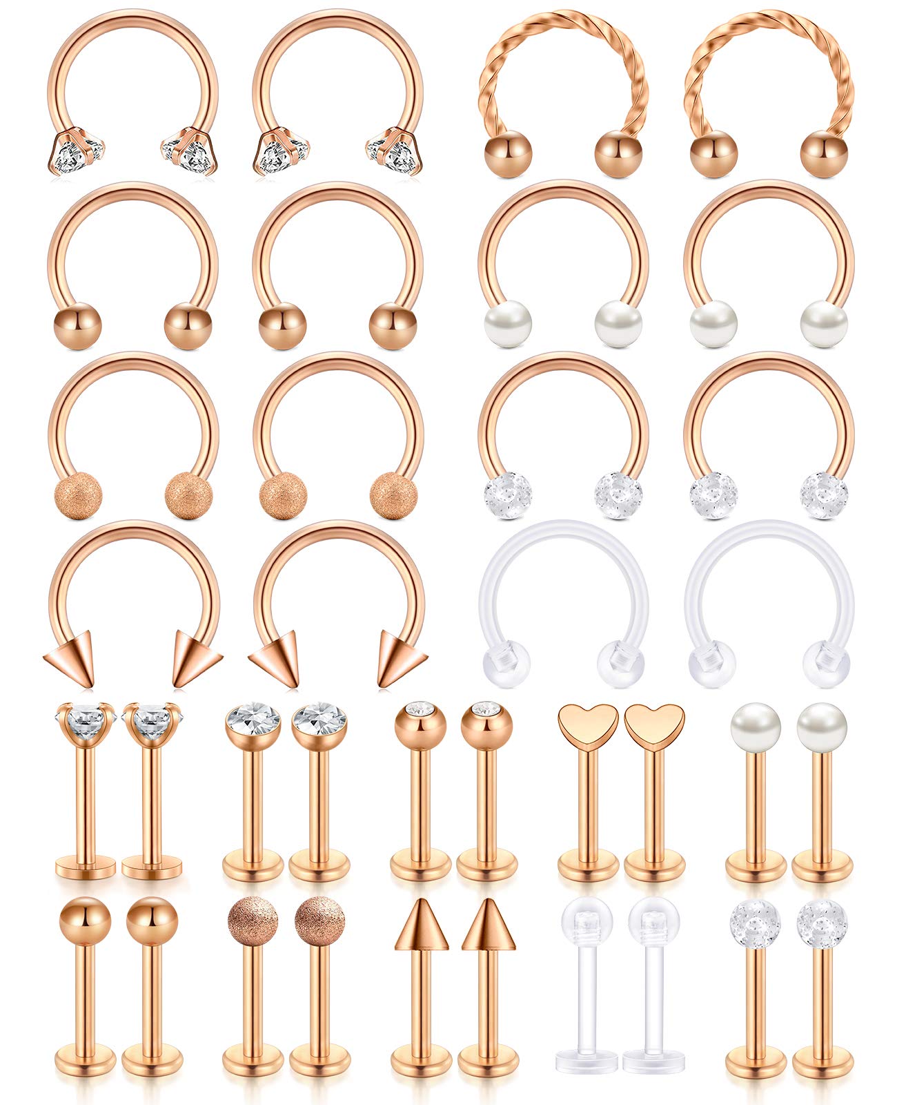 AceFun 16G Helix Tragus Stud Earring Lip Rings Nose Lip Septum Bar