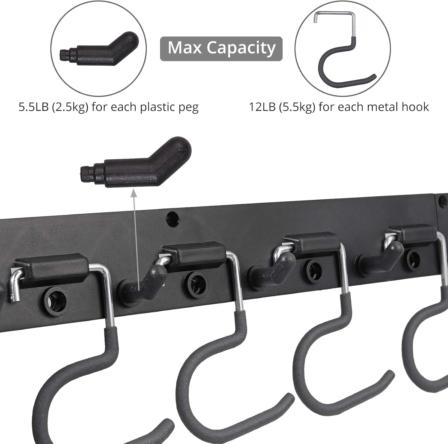 Proster Garage Tool Organizing Rack 64-inch with 16 Hooks Wall-Mount ...