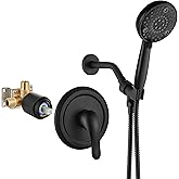 Aolemi Shower Faucet Set Rain Shower Head System Shower Trim Kit Pressure Rough-in Valve Included ABS 8 Setting Single Handheld Spray Matte Black