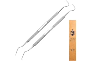 Professional Dental Tools - Dental Pick, Dental Scaler for Tartar Plaque Remover Tooth Cleaner Teeth Scraper Dentist Hygienist Kit Sickle Scaler Teeth Cleaning Set Stainless Steel 2 Pc By Krisp Beauty