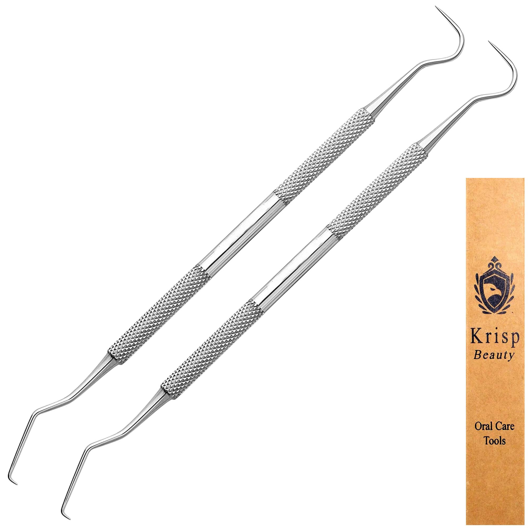 Photo 1 of Professional Dental Tools - Dental Pick, Dental Scaler for Tartar Plaque Remover Tooth Cleaner Teeth Scraper Dentist Hygienist Kit Sickle Scaler Teeth Cleaning Set Stainless Steel 2 Pc By Krisp Beauty