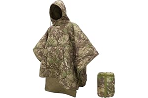 Tongcamo Poncho Liner Hoodie with Pocket Insulated Military Sleeping Bag Water Resistant for Outdoor Camping Travel Survival Hunting Car Emergency