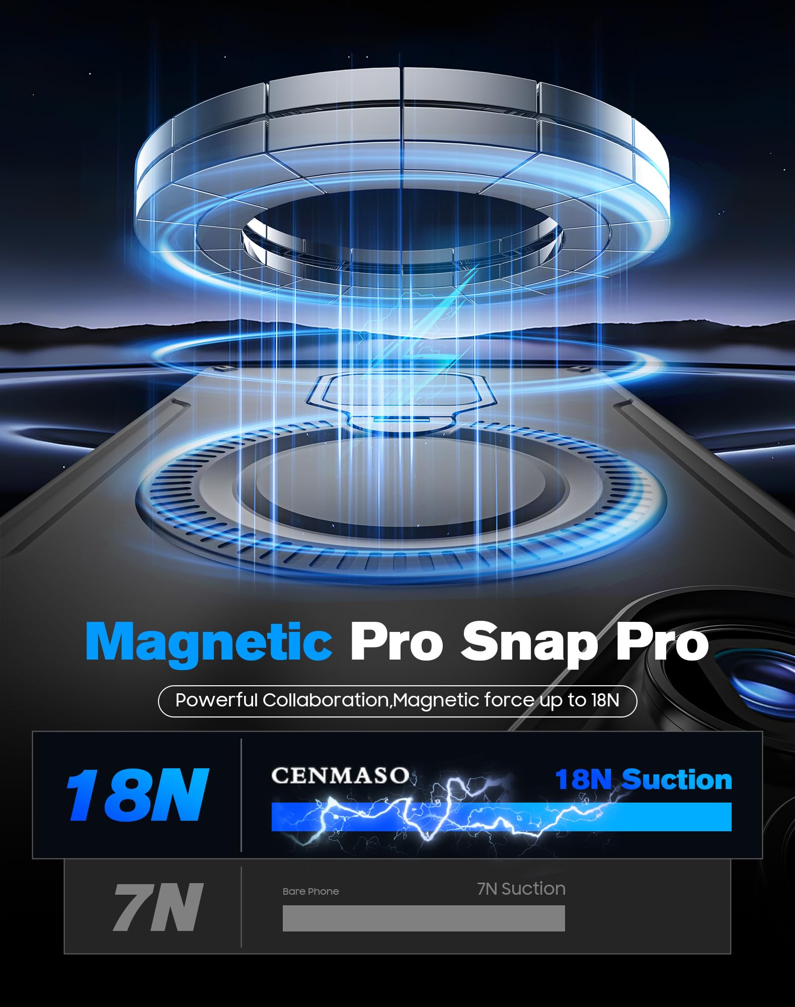 CENMASO Magnetic Case for Samsung Galaxy S25 Ultra with 360° Spin Stand, Compatible with Magsafe, Military Grade Protection, Shockproof Case for Galaxy S25 Ultra with Kickstand & Ring Stand, Black