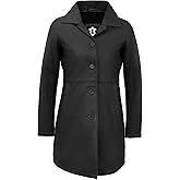 UrbanFocal Classic Turn Down Collar Vintage Style Leather Coat For Women - Real Lambskin Outerwear Leather Jacket Women