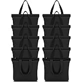 Sanwuta 10 Pcs Black Canvas Tote Bag with Handles 16.5 x 3.9 x 13 In Thick Plain Zipper Tote Kitchen Reusable Grocery Shopping Bag for Women Men DIY Crafting Embroidering