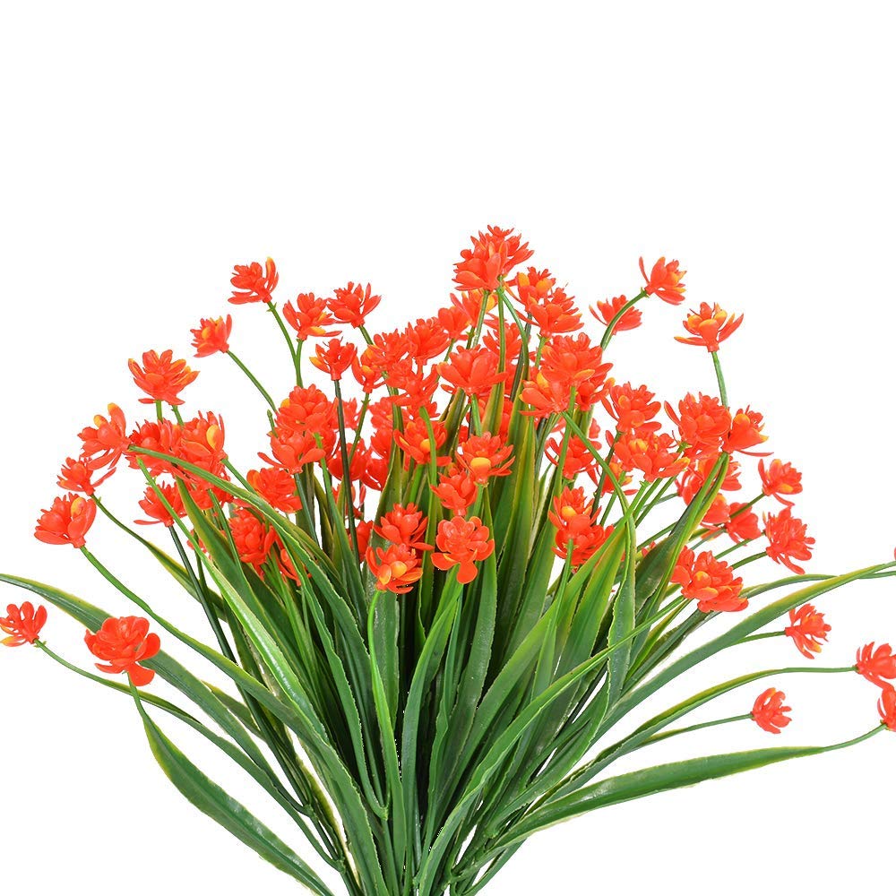 Marjon Flowersartificial Flowers Red Daffodils Fake Plants Plastic Floral Bundles Greenery Shrubs Indoor Outside Home Office Garden Wedding Decoration Silk Flower Arrangements