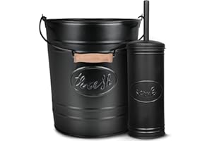 Autumn Alley Farmhouse Bathroom Trash Can and Toilet Brush Set - Rustic Bathroom Accessories for Charming Bathroom Décor, Matte Black Heavy Gauge Metal