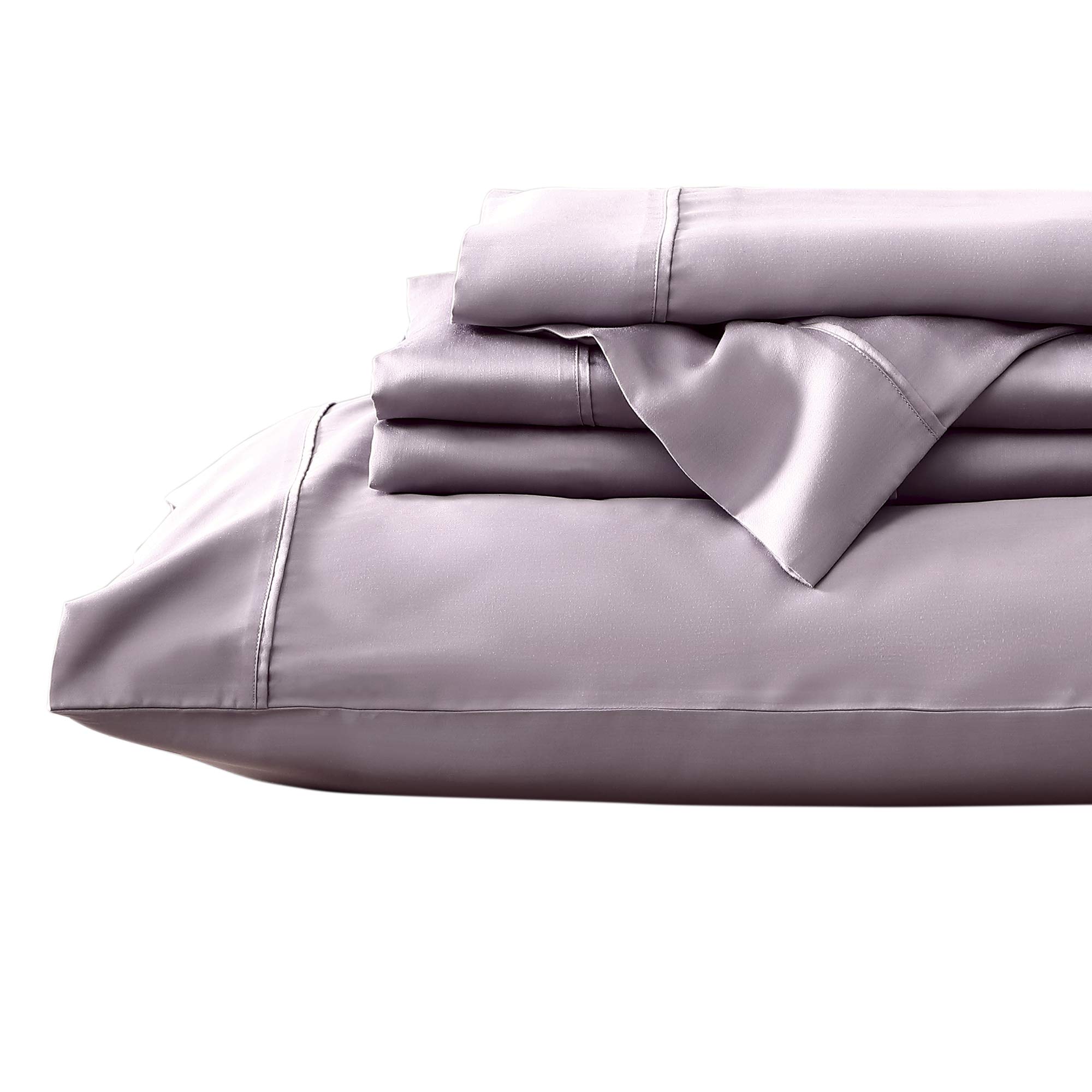 Photo 1 of Valeron 100% Tencel Modal Sateen Woven-Luxuriously Soft, Breathable, Cooling Beech Tree Fiber-Sheet Set, Queen, Lilac