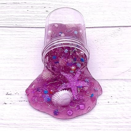 Ocean Pearl Shell Puff Slime Putty Scented Stress Clay Crystal Mud Toy 120ml for IQ EQ of Child Intelligence Development Brain Development Enlightenment Education (Purple)