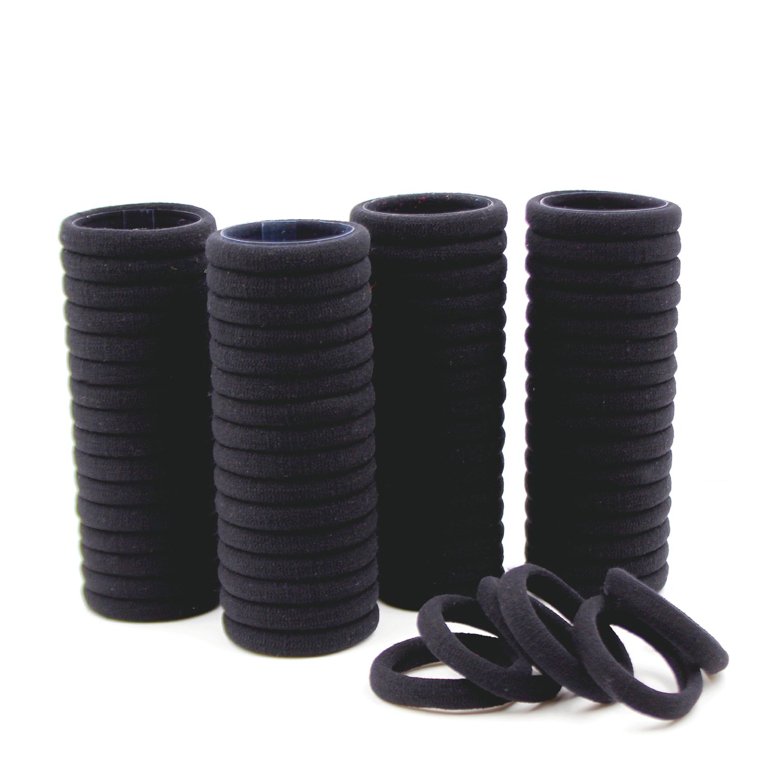 CYWLIFE 8.5mm Hair Ties Rubber Bands for Women Girls Thick Curly Hair, 100 PCS Black, Large No