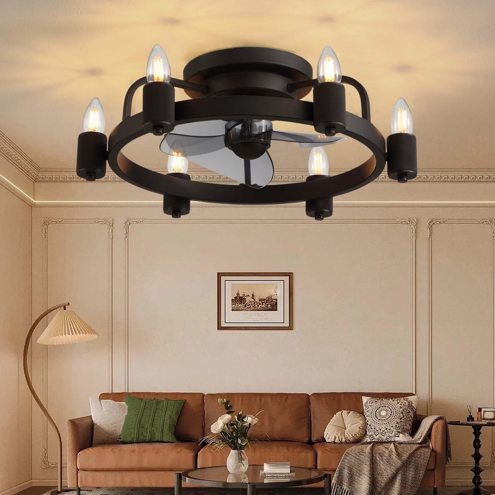 Pendant Lamp Steampunk Ceiling Fan With Light LUDOMIDE Ceiling Fans With  Lights (Black, 21\, image size:1600x1600