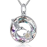 Hummingbird Necklace Jewelry for Women 925 Sterling Silver Cute Bird Pendant Necklace with Crystal Gifts for Girls Birthday