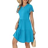 HiMONE Summer Dresses for Women 2025 Vacation Sundresses Ruffle Sleeve Boat Neck with Pockets A Line Casual Dress XS-2XL