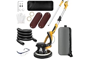 1250W Drywall Sander, 11.5A Electric Drywall Sander with Vacuum Dust Collection, 5 Variable Speed 800-1800RPM, Popcorn Ceilin