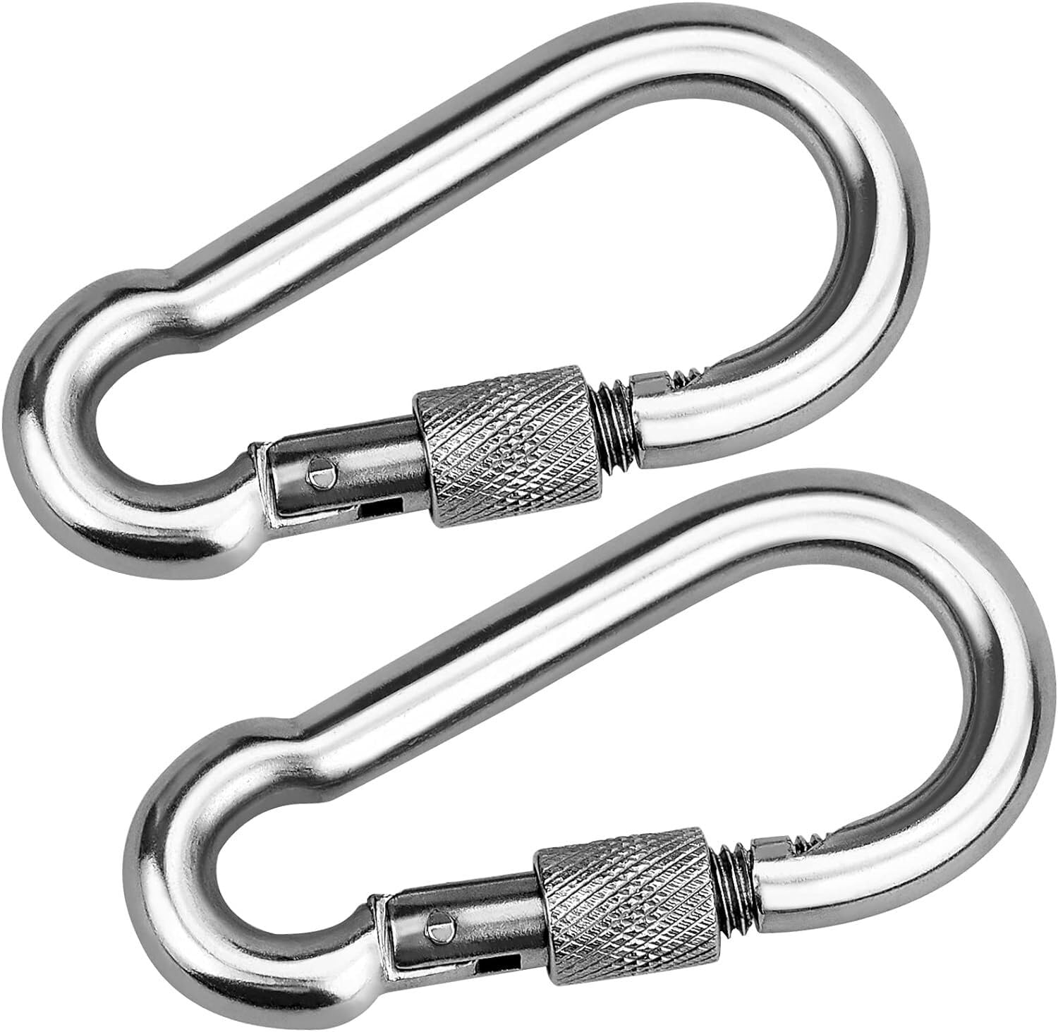 M6-M12 Heavy Duty Alloy Steel Locking Carabiner, Durable Snap Hook with Nut Gauge for Indoor/Outdoor, Camping, Fishing, Keychains, Hiking, Dog Leash (2, M10)