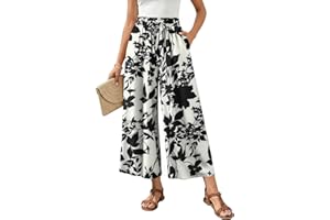 onlypuff Women Wide Leg Pants Casual High Waist Palazzo Pants Pocket Summer Lounge Beach Clothes