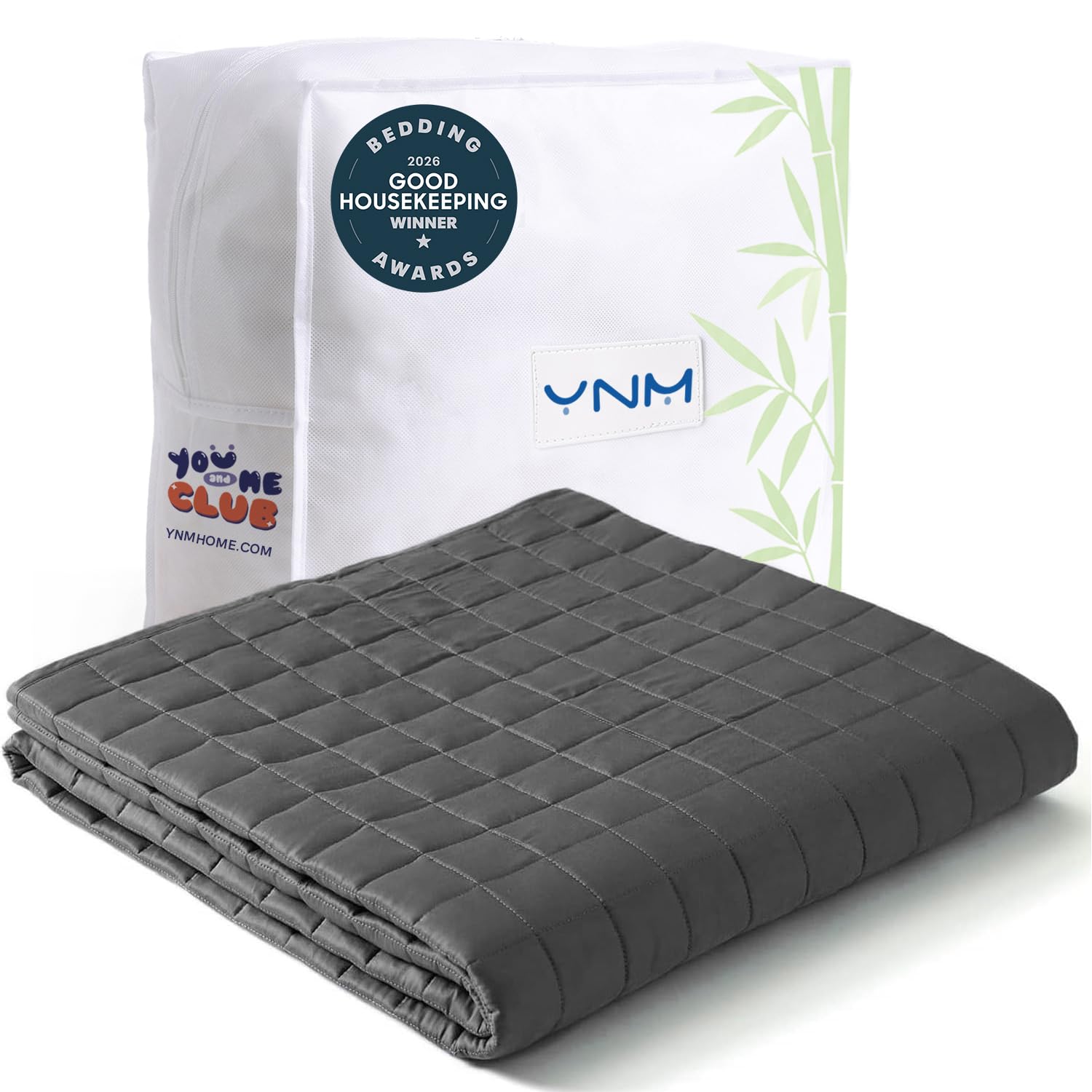 YnM King Size Cooling Weighted Blanket for Adults (88x104 Inches, 25 Pounds, Dark Grey), Perfect for Hot Sleepers with Cooling Rayon/Glass Beads, Heavy Bed Blanket for Couple on Queen or King Bed Image