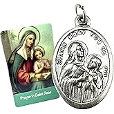 Westmon Works St Anne Medal Set Italian Metal Medallion with Laminated Saint Prayer Holy Card