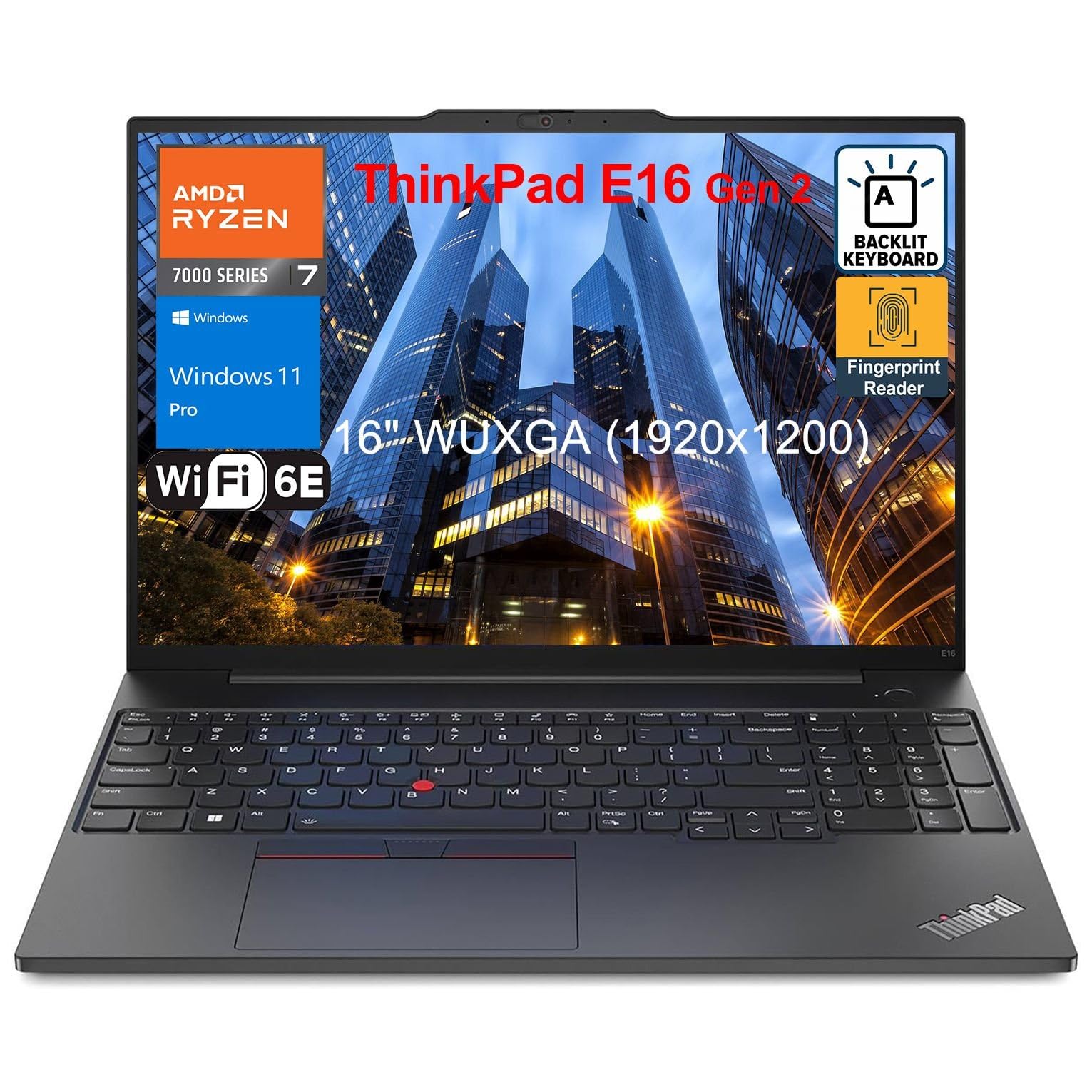 Lenovo ThinkPad E16 G2 Business Laptop Computer, 16GB DDR5, 512GB PCIe SSD, AMD 8-Core Ryzen 7 7735HS (Beat i7-1360P), 16