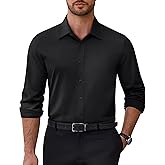 Alimens & Gentle Mens Dress Shirts Stretch Solid Wrinkle Free Button Down Shirt Casual Business Wedding Button Up Shirt