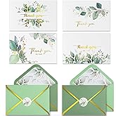 Luxurious Gold Thank You Cards with Envelopes, 32 Pack eucalyptus Blank Cards All Occasion Thank You Notes Perfect for Wedding, Baby shower, Business, Graduation, Bridal shower 6" x 4"
