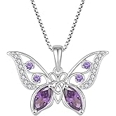 FYNSBLE Butterfly Necklace for Women,925 Sterling Silver Celtic Knot Birthstone Pendant Necklace Hypoallergenic Jewelry for Women
